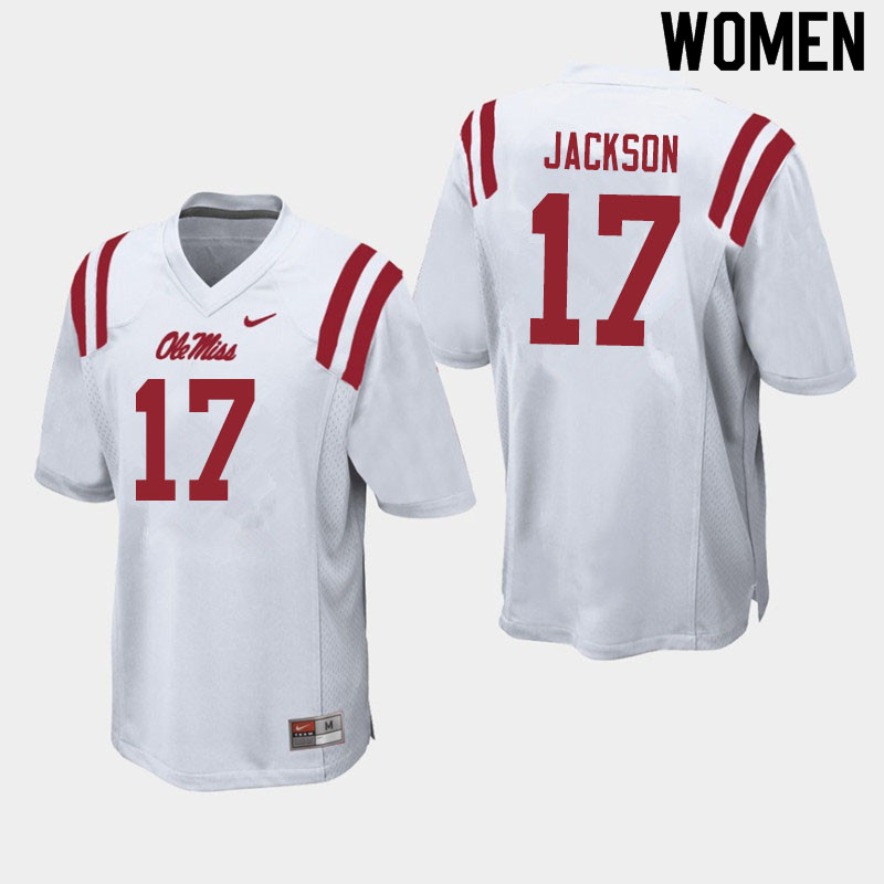 Women #17 Jadon Jackson Ole Miss Rebels College Football Jerseys Sale-White